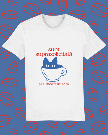 tricou alb unisex Cafeluță "Subcafeinizată"