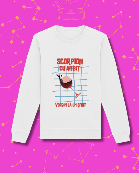 bluză albă unisex "Scorpion"