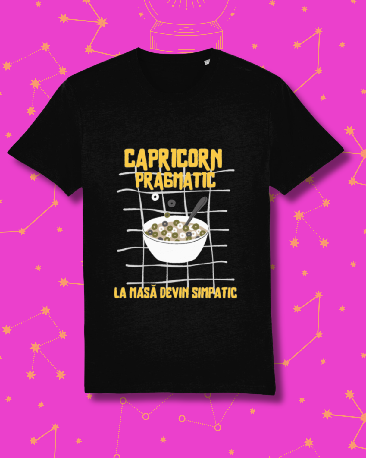 tricou negru unisex "Capricorn"