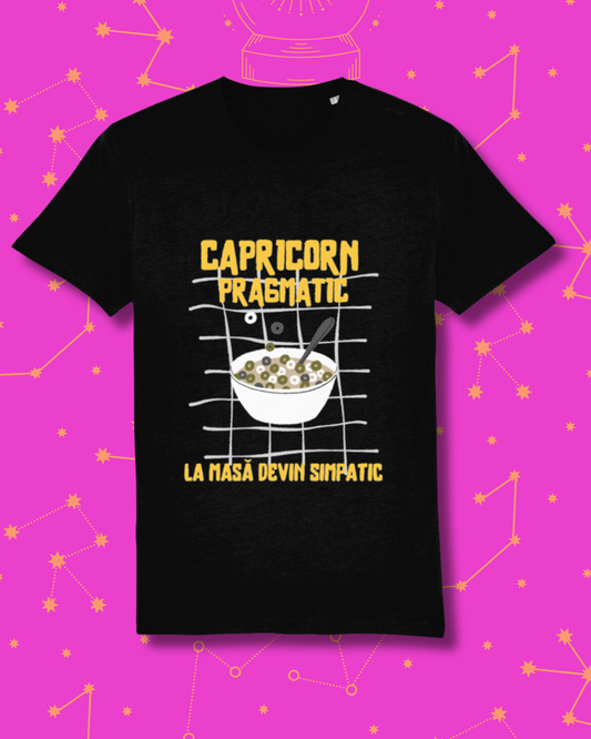 tricou negru unisex "Capricorn"