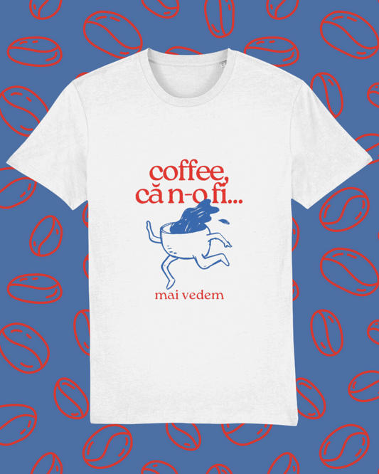 tricou alb unisex Cafeluță "Coffee"